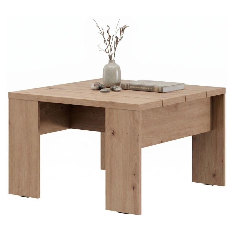 Tavolino da Salotto Marrone Rovere Nodi Forma Quadrato Colore Ripiano Marrone 67x67x43h cm, Sfumatura Colore Struttura Rovere Nodi - Magre