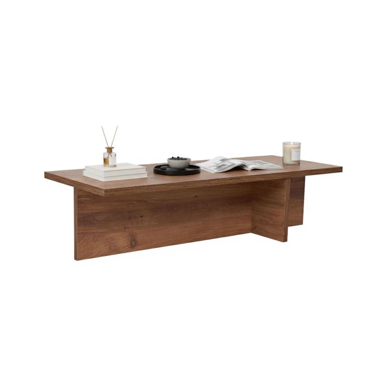 Tavolino da Salotto Marrone Rovere Nodi Forma Rettangolare Materiale Piano in Legno Nobilitato 120x45x30h cm, Colore Ripiano Marrone - Marmorito