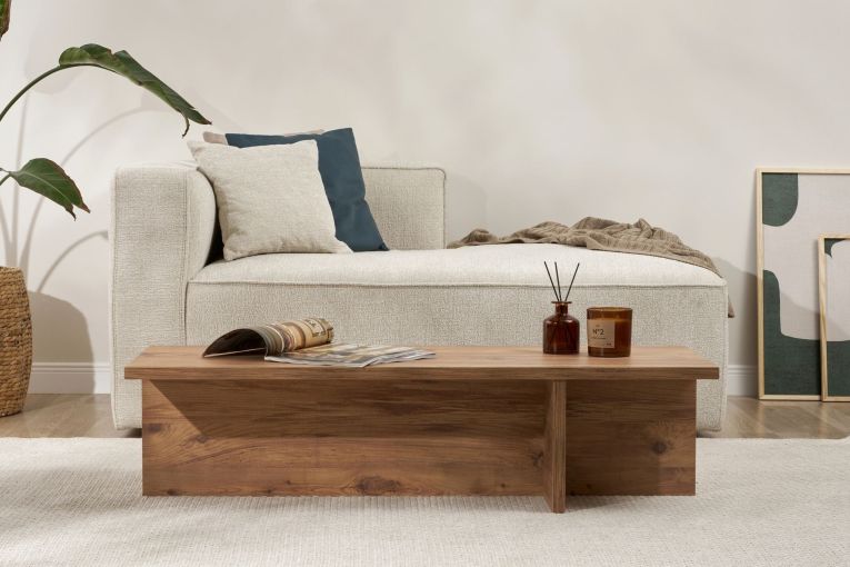Tavolino da Salotto Marrone Rovere Nodi Forma Rettangolare Materiale Piano in Legno Nobilitato 120x45x30h cm, Colore Ripiano Marrone - Marmorito