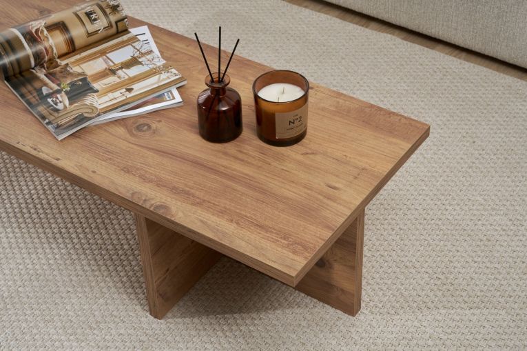 Tavolino da Salotto Marrone Rovere Nodi Forma Rettangolare Materiale Piano in Legno Nobilitato 120x45x30h cm, Colore Ripiano Marrone - Marmorito