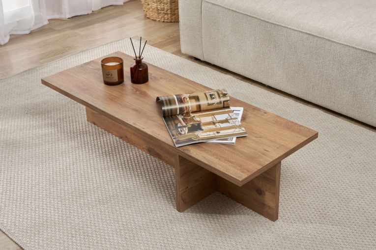 Tavolino da Salotto Marrone Rovere Nodi Forma Rettangolare Materiale Piano in Legno Nobilitato 120x45x30h cm, Colore Ripiano Marrone - Marmorito