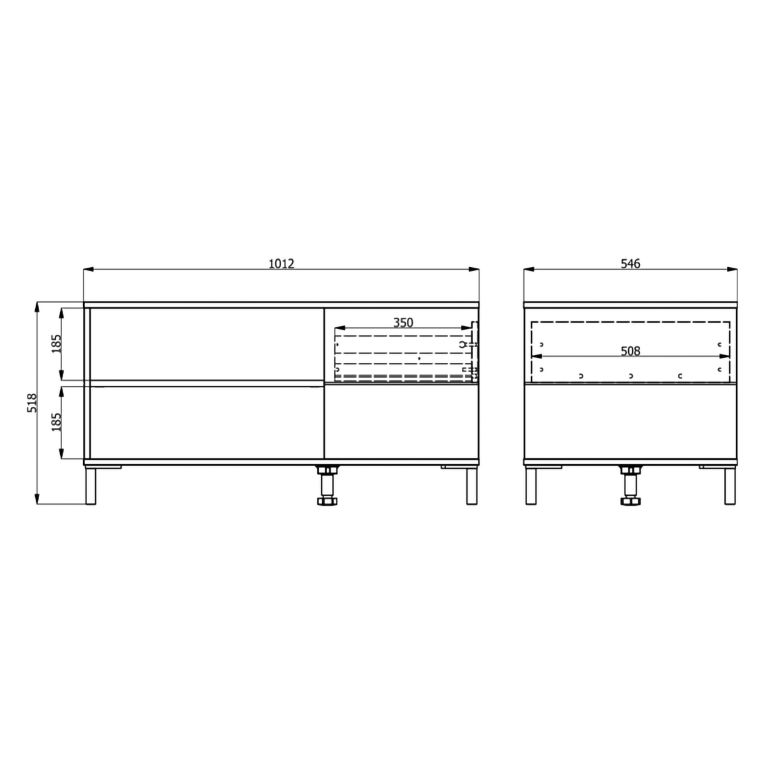 Tavolino da Salotto Marrone Rovere Nodi Nero un Cassetto con Piedini 102x55x52h cm, 3 Vani - Salentina