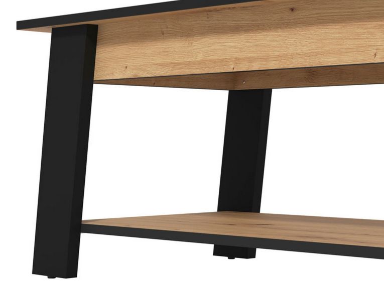 Tavolino da Salotto Marrone Rovere Nodi Nero un Vano Forma Rettangolare 101x54.5x46.5h cm, Colore Ripiano Marrone - Casaglia