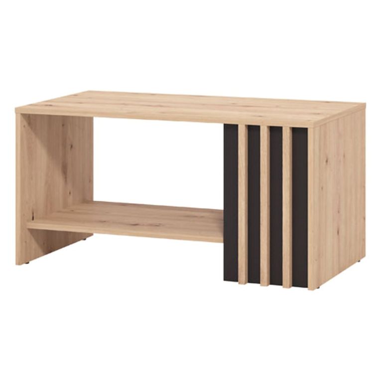 Tavolino da Salotto Marrone Rovere Nodi Nero un Vano Forma Rettangolare 90x49.5x45.5h cm, Colore Ripiano Marrone - Tricerro