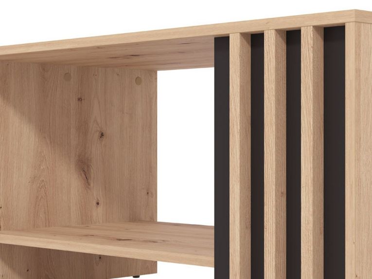 Tavolino da Salotto Marrone Rovere Nodi Nero un Vano Forma Rettangolare 90x49.5x45.5h cm, Colore Ripiano Marrone - Tricerro