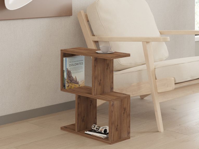 Tavolino da Salotto Marrone Rovere Scuro 2 Vani Forma Rettangolare 45x17x51h cm, Sfumatura Colore Ripiano Rovere Scuro - Lauriano