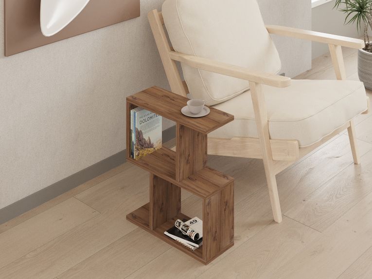 Tavolino da Salotto Marrone Rovere Scuro 2 Vani Forma Rettangolare 45x17x51h cm, Sfumatura Colore Ripiano Rovere Scuro - Lauriano