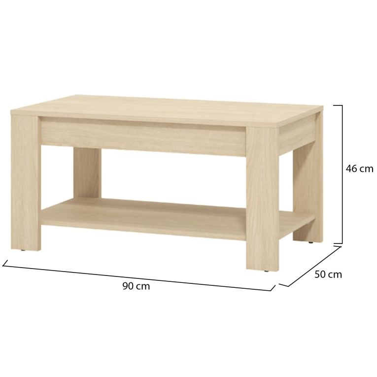 Tavolino da Salotto Marrone Rovere un Vano Forma Rettangolare 90x49.5x45.5h cm, Sfumatura Colore Ripiano Rovere - Signa