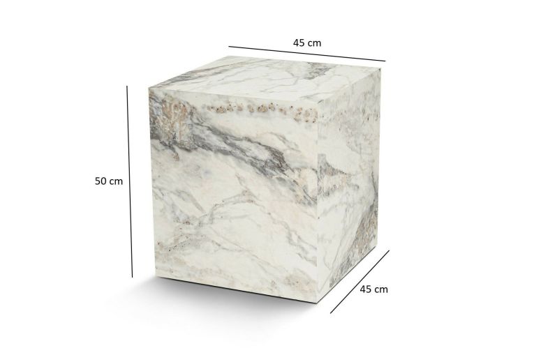 Tavolino da salotto Moglia, Tavolo basso da caffè, Portariviste per divano, Ripiano da soggiorno, 45x45 h50 cm, Marmo