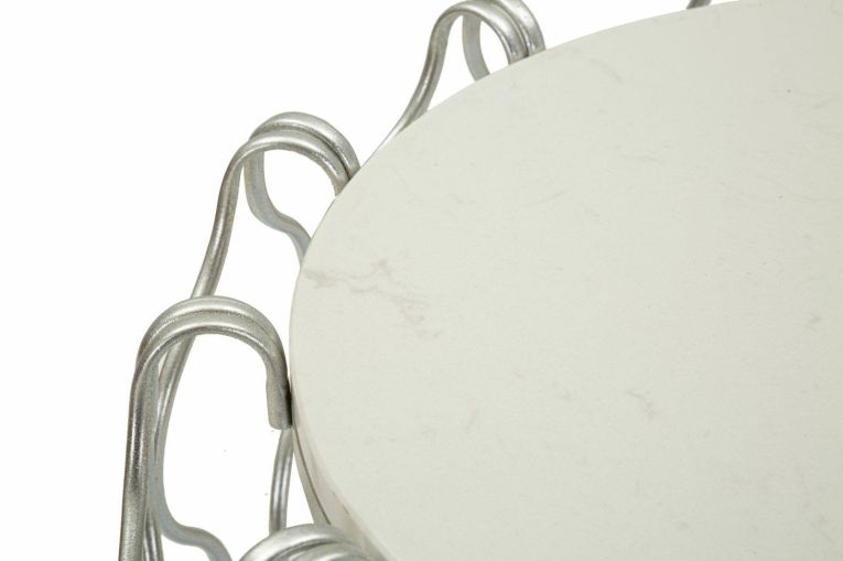 Tavolino da salotto Morava, Tavolo basso da caffè, Portariviste per divano, Ripiano da soggiorno, 48x48 h62 cm, Argento