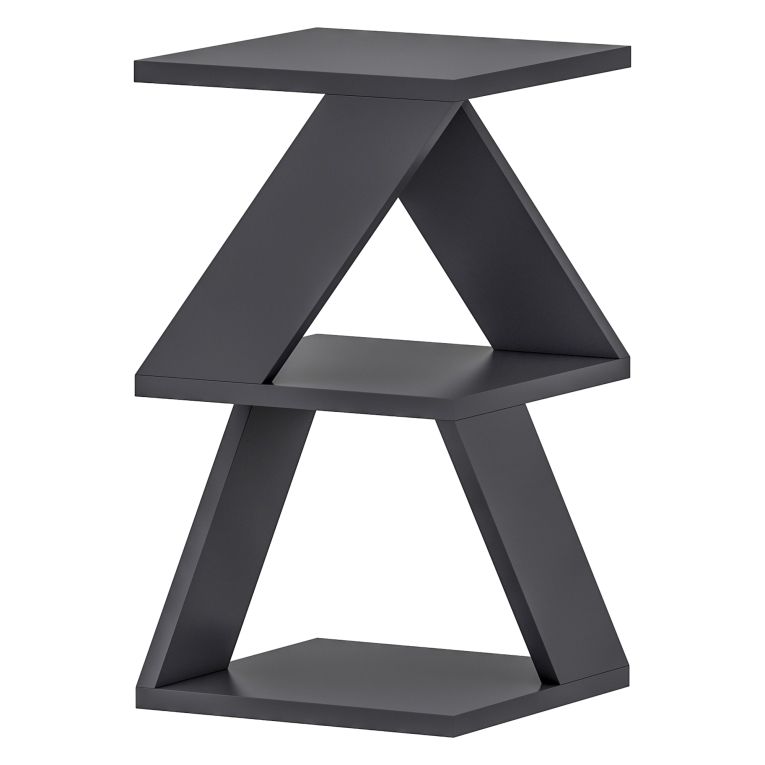 Tavolino da Salotto Nero 2 Vani Forma Quadrato 30x30x50h cm, Materiale Piano in Legno Nobilitato - Rubiana