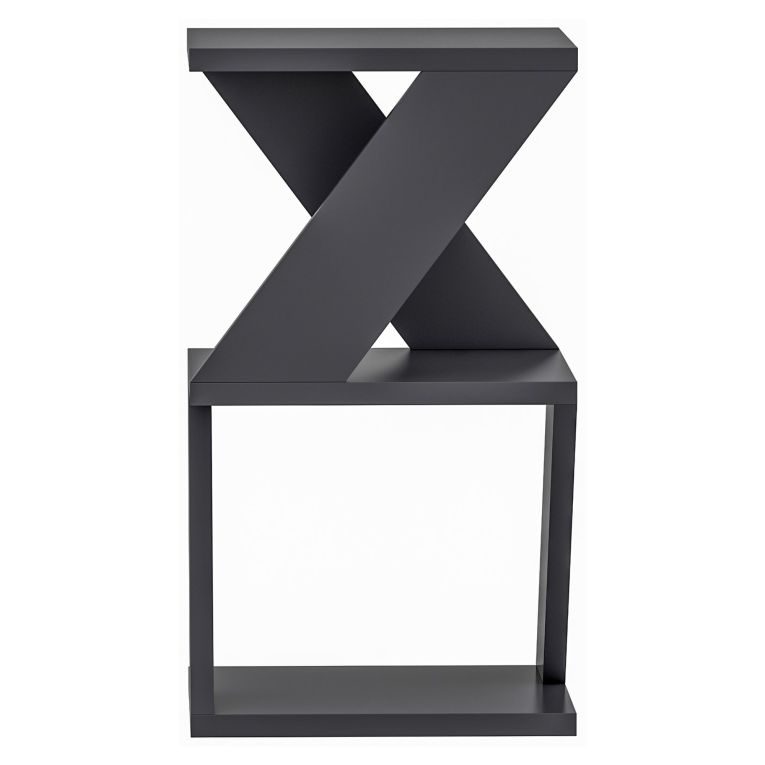 Tavolino da Salotto Nero 2 Vani Forma Quadrato 30x30x50h cm, Materiale Piano in Legno Nobilitato - Rubiana