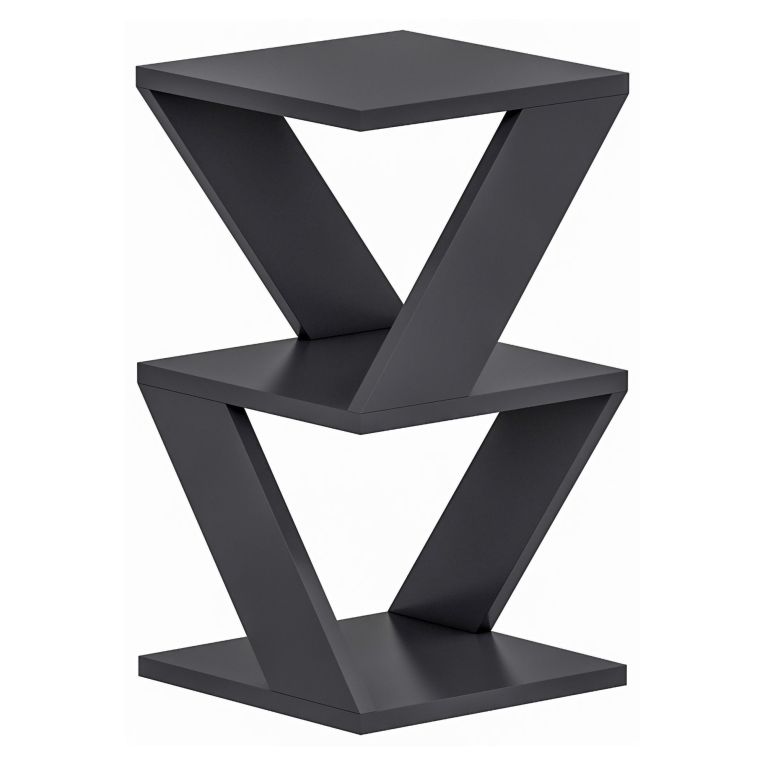 Tavolino da Salotto Nero 2 Vani Forma Quadrato 30x30x50h cm, Materiale Piano in Legno Nobilitato - Rubiana