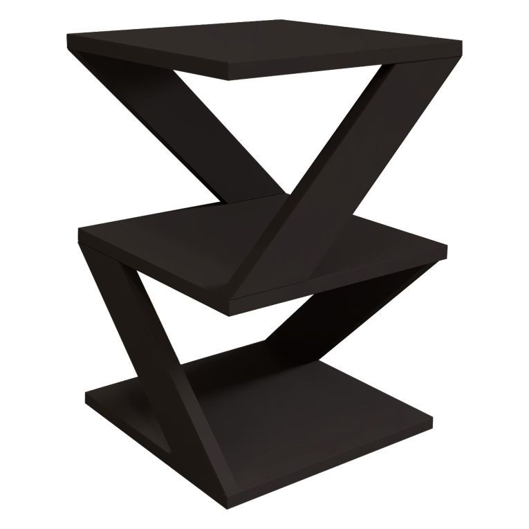 Tavolino da Salotto Nero 2 Vani Forma Rettangolare 30x30x54h cm, Materiale Piano in Legno Nobilitato - Serino