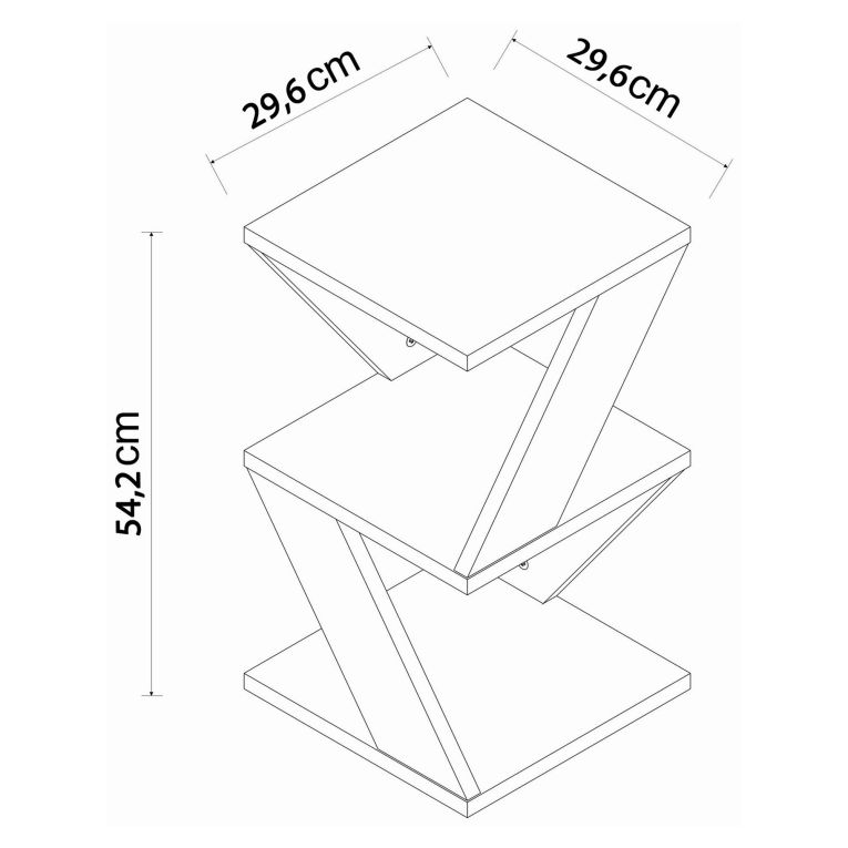 Tavolino da Salotto Nero Antracite 2 Vani Forma Rettangolare 30x30x54h cm, Materiale Piano in Legno Nobilitato - Serino