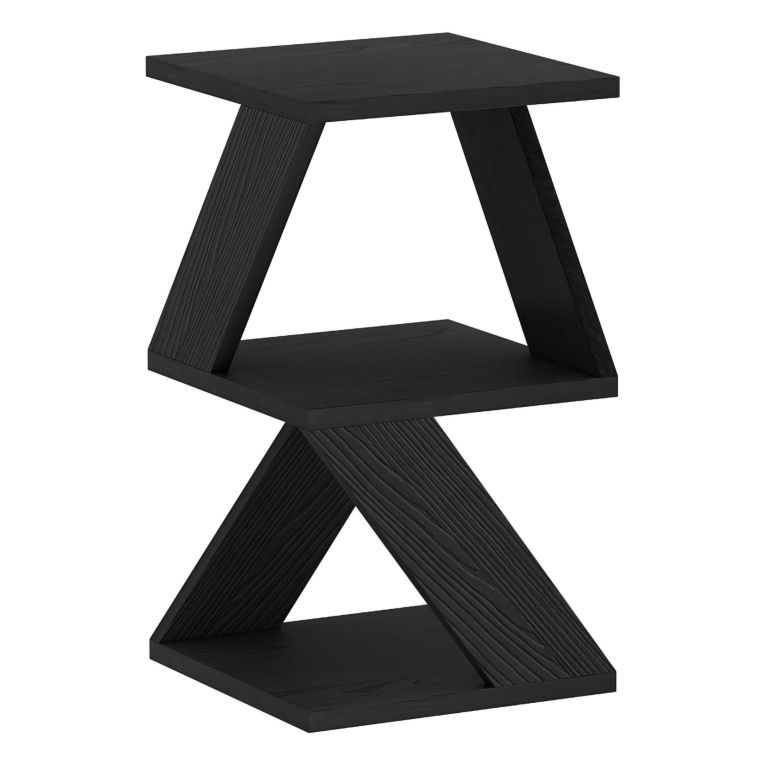 Tavolino da Salotto Nero Antracite 2 Vani Forma Rettangolare 30x30x54h cm, Materiale Piano in Legno Nobilitato - Serino