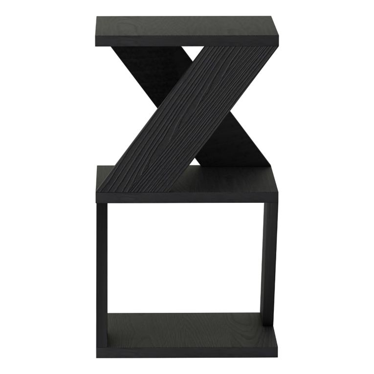 Tavolino da Salotto Nero Antracite 2 Vani Forma Rettangolare 30x30x54h cm, Materiale Piano in Legno Nobilitato - Serino