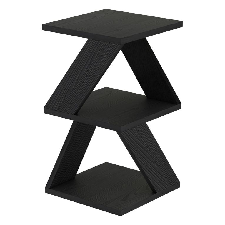 Tavolino da Salotto Nero Antracite 2 Vani Forma Rettangolare 30x30x54h cm, Materiale Piano in Legno Nobilitato - Serino