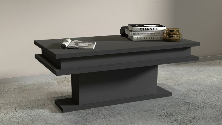 Tavolino da Salotto Nero Antracite Forma Rettangolare Materiale Piano in Legno Nobilitato 100x55x42h cm, Colore Ripiano Nero Made in Italy - Iside