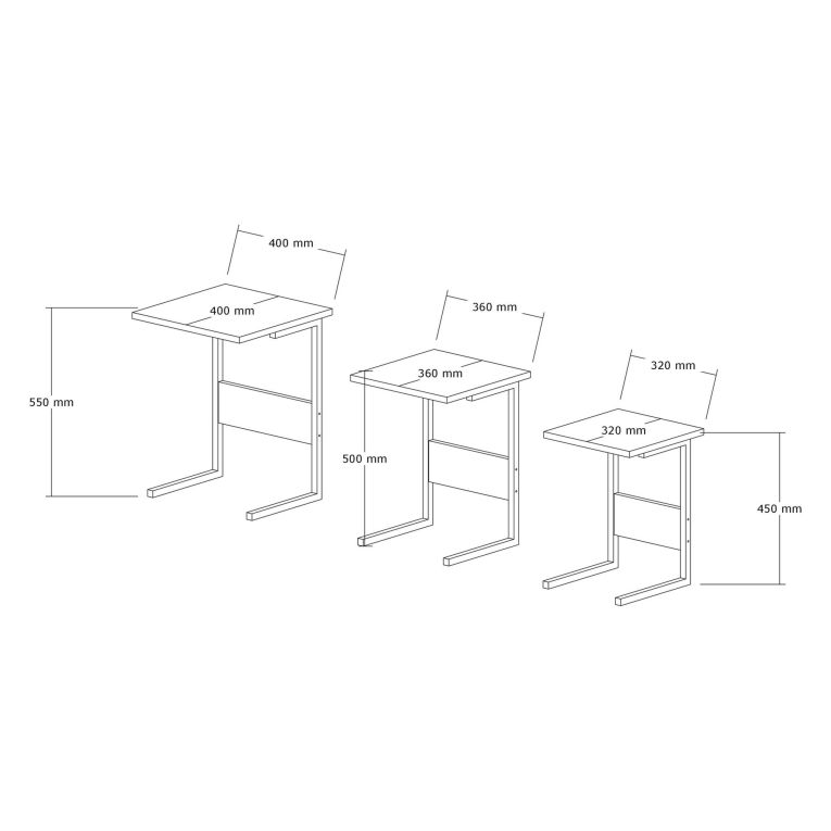Tavolino da Salotto Nero Antracite Forma Rettangolare Materiale Piano in Legno Nobilitato 40x40x55h cm, Colore Ripiano Nero - Caprauna