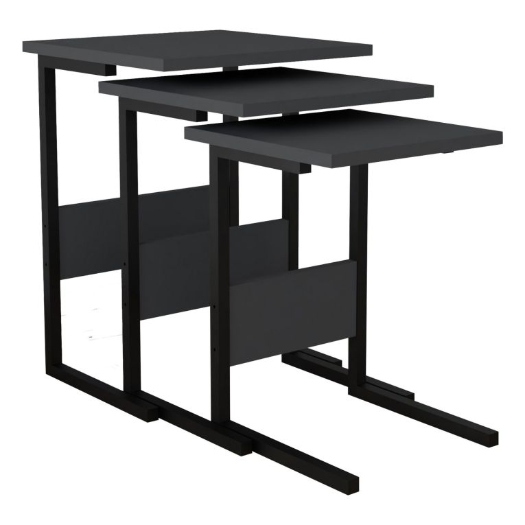 Tavolino da Salotto Nero Antracite Forma Rettangolare Materiale Piano in Legno Nobilitato 40x40x55h cm, Colore Ripiano Nero - Caprauna