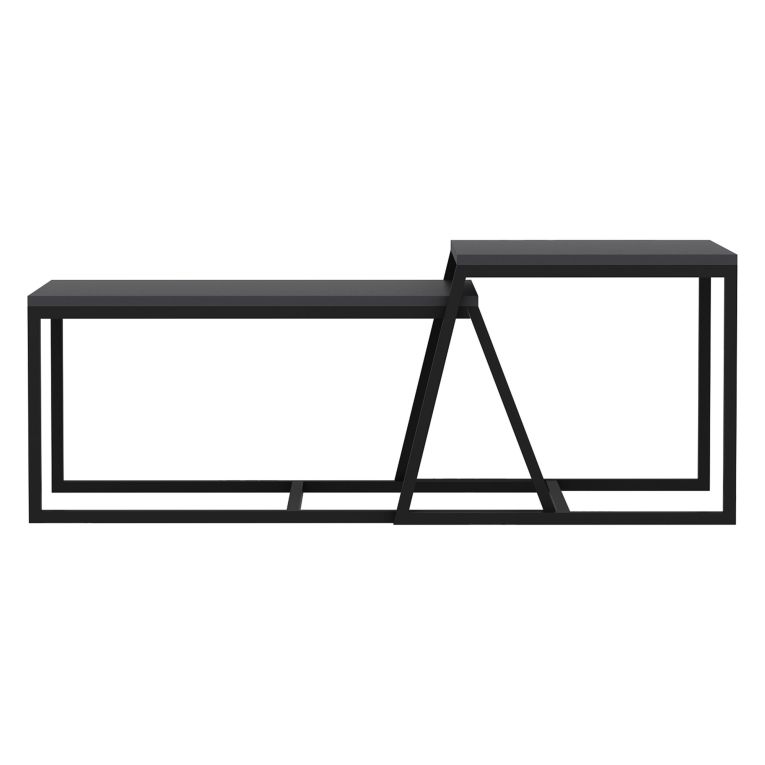 Tavolino da Salotto Nero Antracite Modulabile Forma Rettangolare 75x50x38h cm, Sfumatura Colore Ripiano Antracite - Urbania