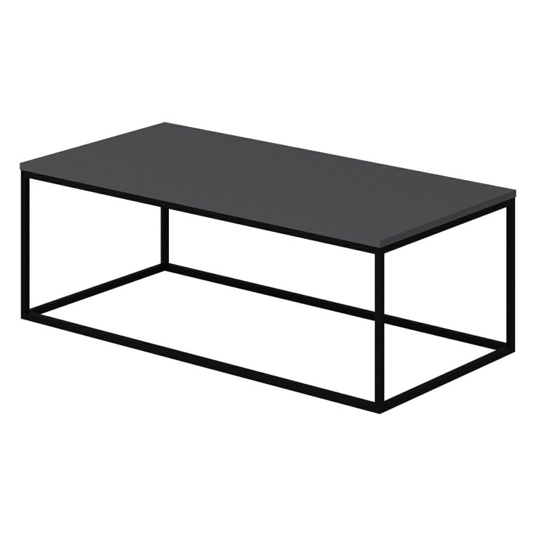 Tavolino da Salotto Nero Antracite Nero Forma Rettangolare Materiale Piano in Legno Nobilitato 120x60x42h cm, Sfumatura Colore Struttura Antracite