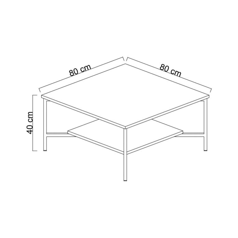 Tavolino da Salotto Nero Antracite Nero Piedini Neri un Vano 80x80x40h cm, Forma Quadrata - Mia