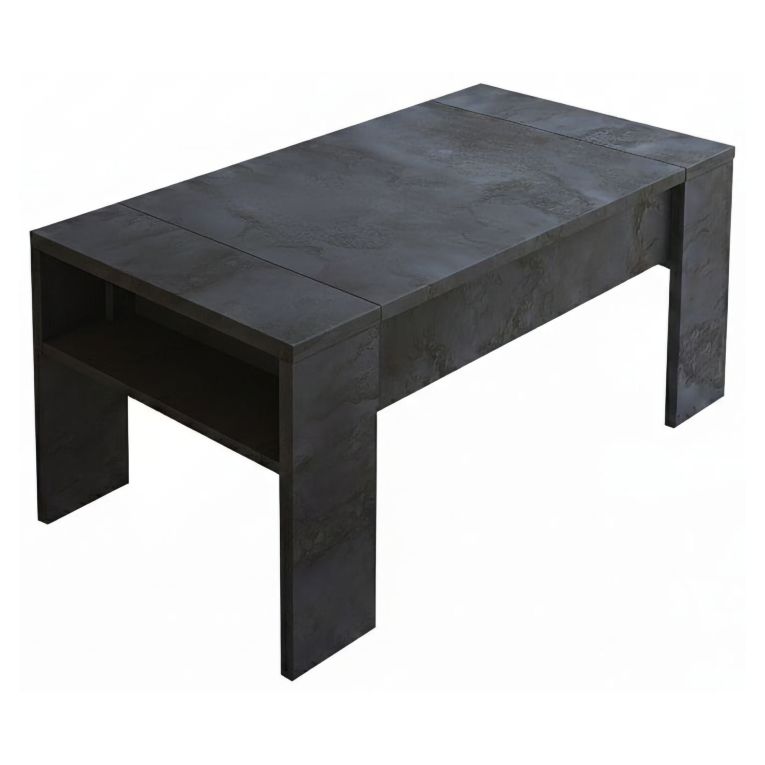 Tavolino da Salotto Nero Antracite un Vano Forma Rettangolare 98x50x43h cm, Piano Sollevabile - Corallo