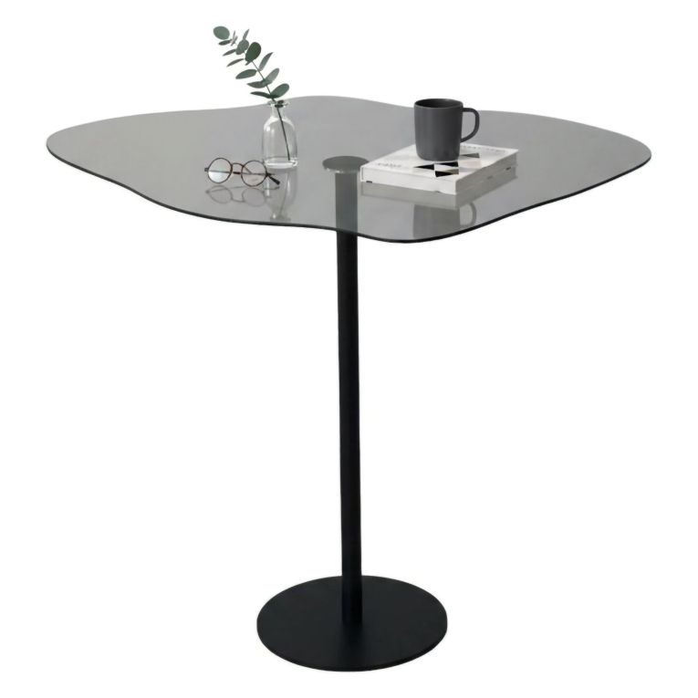Tavolino da Salotto Nero Effetto Fume Forma Fantasia 60x45x50h cm, Sfumatura Colore Ripiano Fume - Mensa