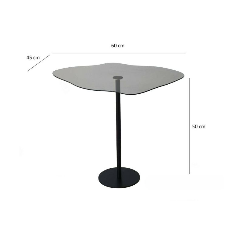 Tavolino da Salotto Nero Effetto Fume Forma Fantasia 60x45x50h cm, Sfumatura Colore Ripiano Fume - Mensa