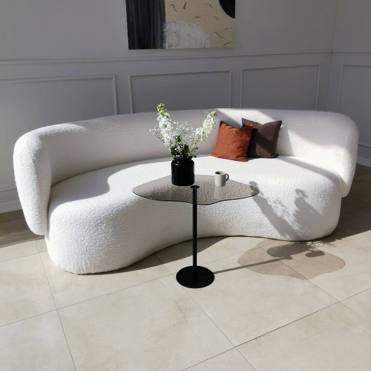 Tavolino da Salotto Nero Effetto Fume Forma Fantasia 60x45x50h cm, Sfumatura Colore Ripiano Fume - Mensa