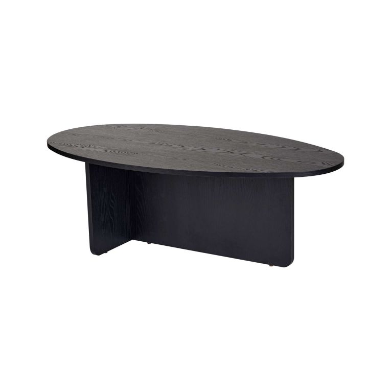 Tavolino da Salotto Nero Forma Ovale Materiale Piano in Legno Nobilitato 120x65x40h cm, Colore Ripiano Nero - Parona