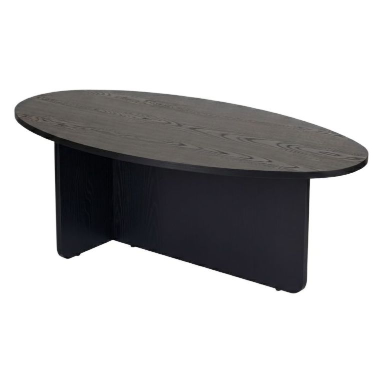 Tavolino da Salotto Nero Forma Ovale Materiale Piano in Legno Nobilitato 120x65x40h cm, Colore Ripiano Nero - Parona