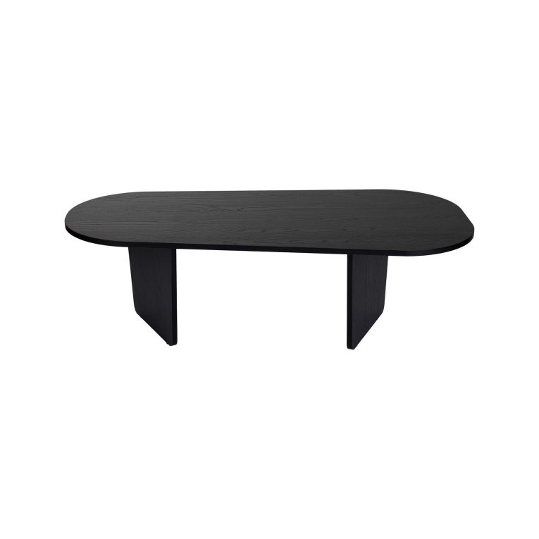 Tavolino da Salotto Nero Forma Ovale Materiale Piano in Legno Nobilitato 130x65x40h cm, Colore Ripiano Nero - Dozza