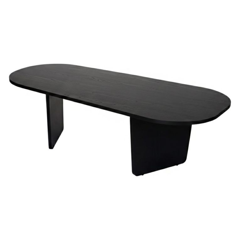 Tavolino da Salotto Nero Forma Ovale Materiale Piano in Legno Nobilitato 130x65x40h cm, Colore Ripiano Nero - Dozza