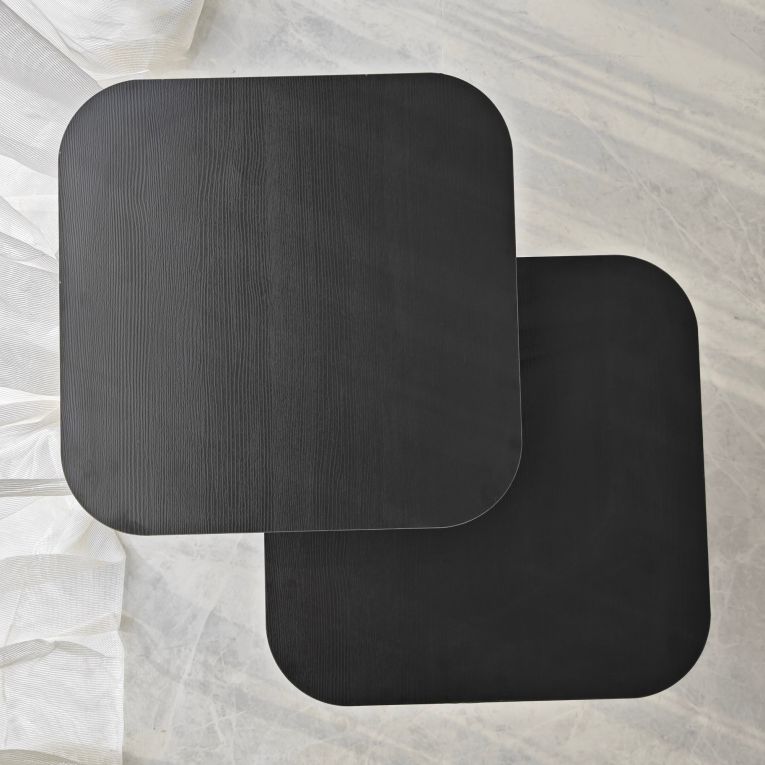 Tavolino da Salotto Nero Forma Quadrato Materiale Piano in Legno Nobilitato 40x40x50h cm, Colore Ripiano Nero - Meduno