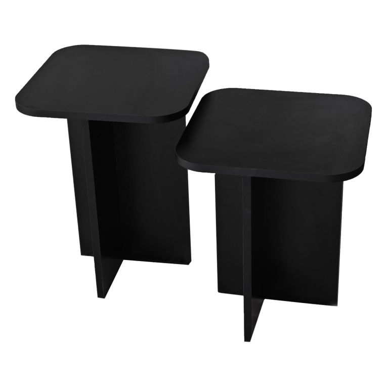 Tavolino da Salotto Nero Forma Quadrato Materiale Piano in Legno Nobilitato 40x40x50h cm, Colore Ripiano Nero - Meduno