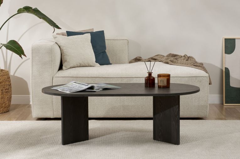 Tavolino da Salotto Nero Forma Rettangolare Materiale Piano in Legno Nobilitato 119x60x40h cm, Colore Ripiano Nero - Porcari