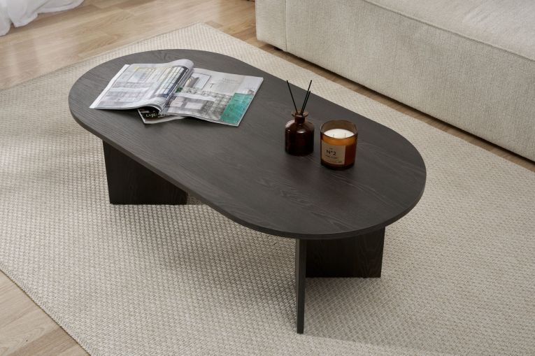 Tavolino da Salotto Nero Forma Rettangolare Materiale Piano in Legno Nobilitato 119x60x40h cm, Colore Ripiano Nero - Porcari