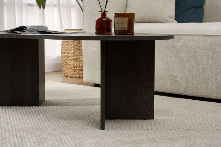 Tavolino da Salotto Nero Forma Rettangolare Materiale Piano in Legno Nobilitato 119x60x40h cm, Colore Ripiano Nero - Porcari