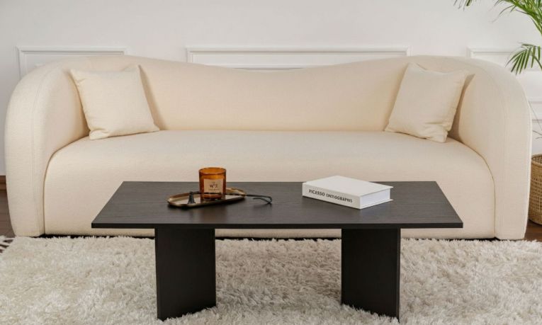 Tavolino da Salotto Nero Forma Rettangolare Materiale Piano in Legno Nobilitato 119x60x40h cm, Colore Ripiano Nero - Turate