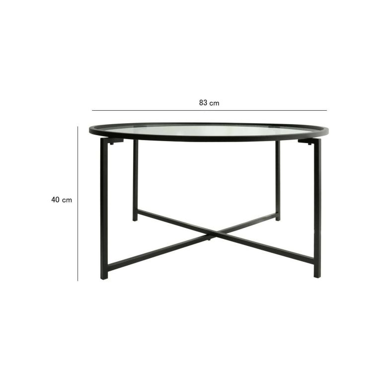 Tavolino da Salotto Nero Forma Rettangolare Materiale Piano in Vetro 83x82x40h cm, Colore Ripiano Trasparente - Ecaterina