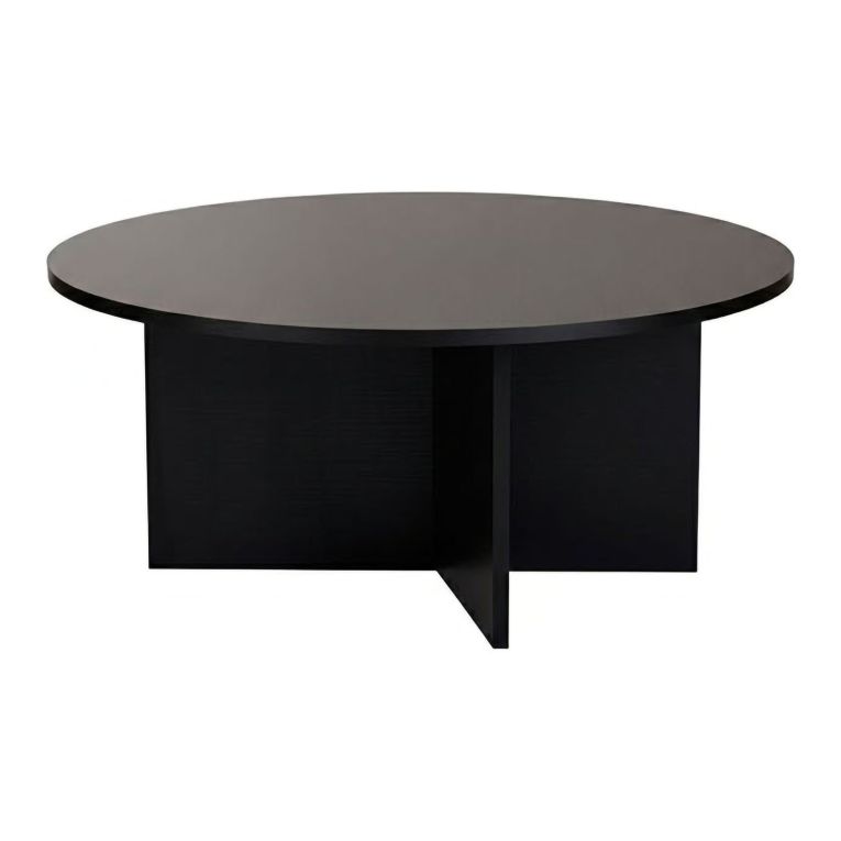 Tavolino da Salotto Nero Forma Rotondo Materiale Piano in Legno Nobilitato 90x90x40h cm, Colore Ripiano Nero - Simbario