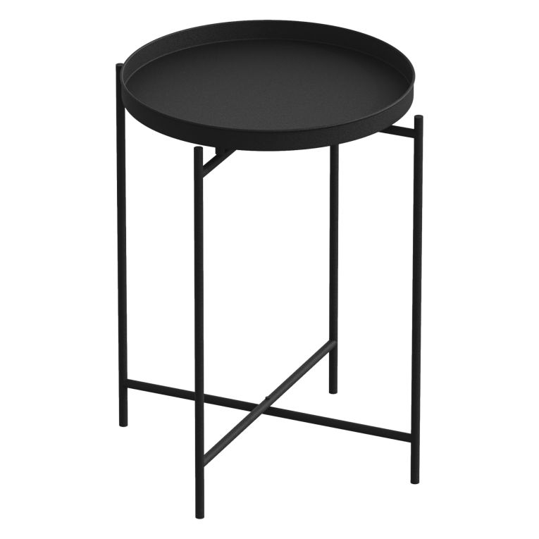 Tavolino da Salotto Nero Forma Rotondo Materiale Piano in Metallo 46x46x56h cm, Colore Ripiano Nero - Fiave