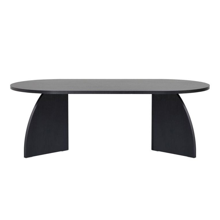 Tavolino da Salotto Nero Frassinato Forma Ovale Materiale Piano in Legno Nobilitato 120x60x40h cm, Colore Ripiano Nero - Nohaza