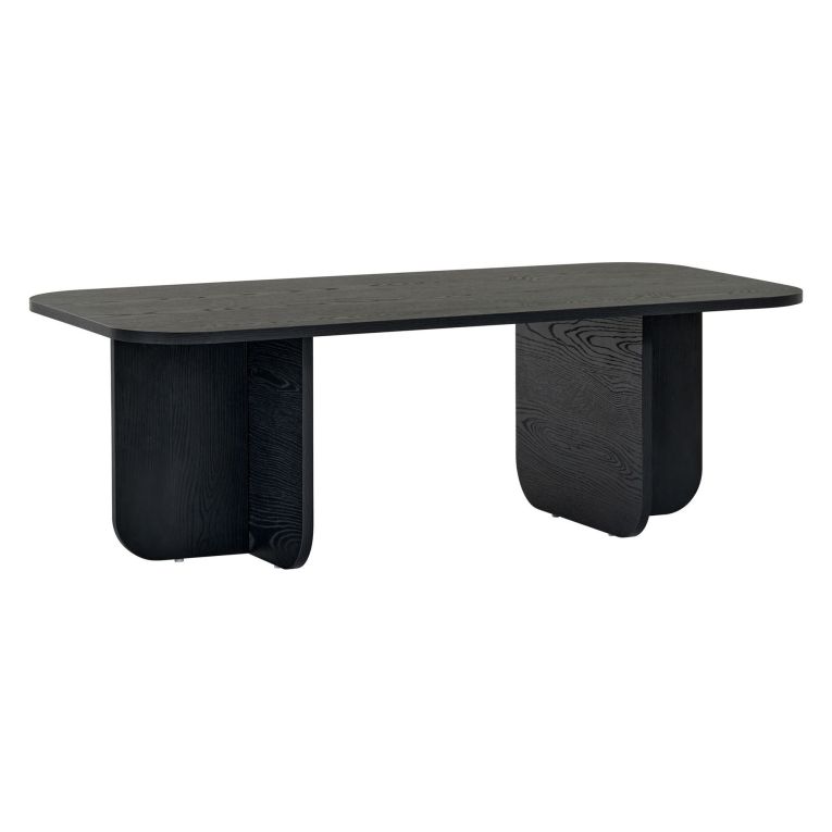Tavolino da Salotto Nero Frassinato Forma Rettangolare Materiale Piano in Legno Nobilitato 120x60x41h cm, Colore Ripiano Nero - Nomeva