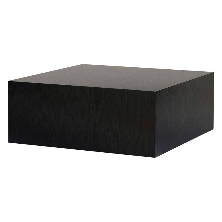 Tavolino da Salotto Nero Frassinato Forma Rettangolare Materiale Piano in Legno Nobilitato 90x90x35h cm, Colore Ripiano Nero - Nofaraka