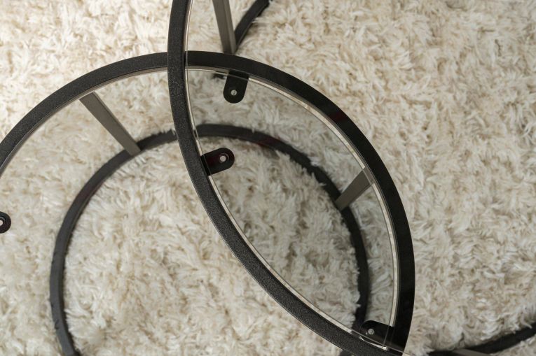 Tavolino da Salotto Nero Grigio set di 2 Tavolini Forma Rotondo 60x60x43h cm, Colore Struttura Grigio - Xaden
