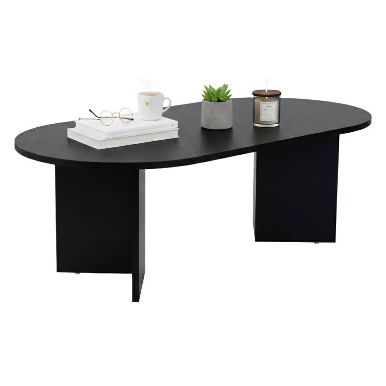 Tavolino da Salotto Nero Peso Massimo Supportato 20 kg Forma Rettangolare 119x60x40h cm, Materiale Piano in Legno Nobilitato - Elain